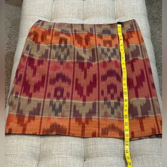 Ralph Lauren Women’s Geo Motif Cotton Linen Wrap Skirt Red Size 8 - NWT - Picture 10 of 14
